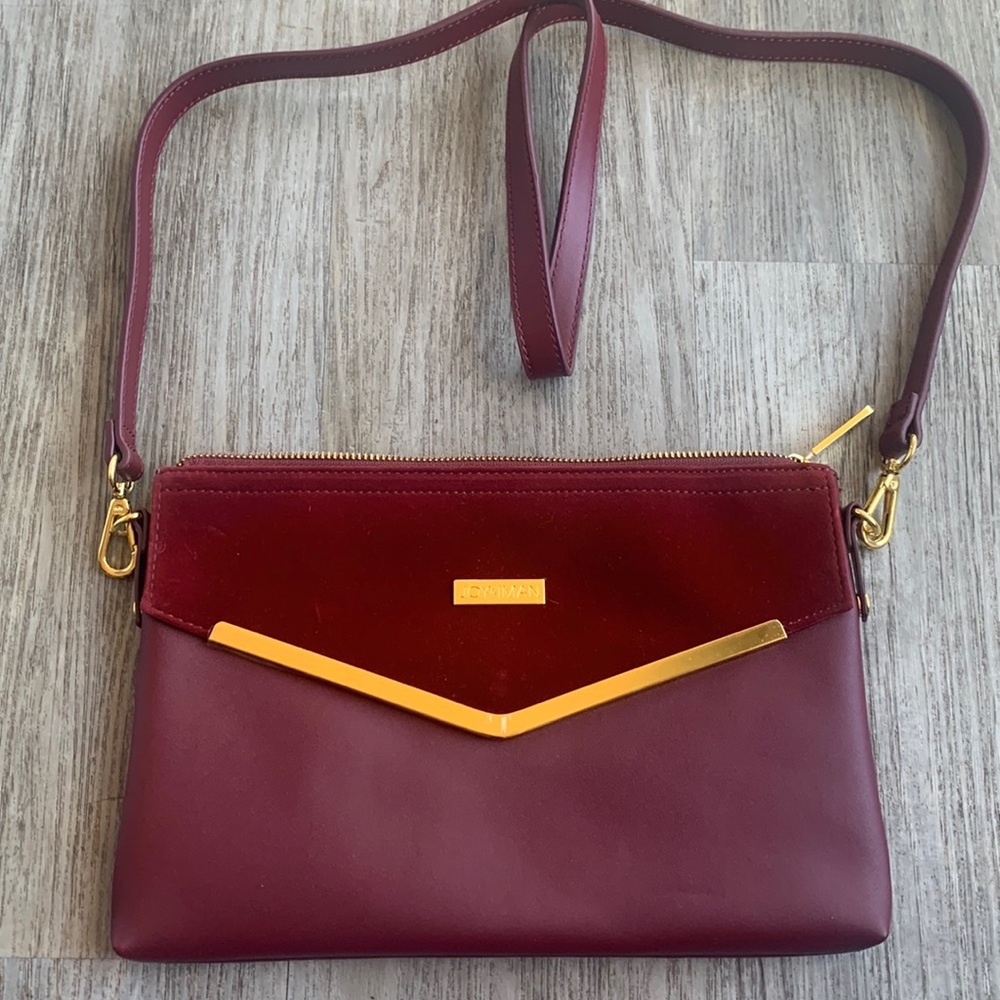 Joy & Iman leather and velour crossbody bag